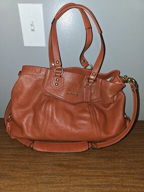 Coach Women's Leather Satchel Handbag - Rust Orange